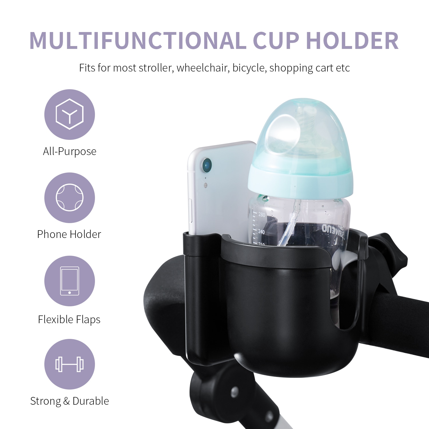 Sunveno Baby Stroller Cup Holder Stroller for Milk Bottles Bicycle Bike Bottle Holder Stroller Accessories Baby Accessories